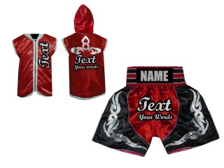 Ensemble de boxe - Sweat à capuche + Short Boxe Personnalisée : Rouge