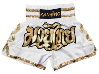 Kanong Short Muay Thai Enfants : KNS-121-Blanc-K