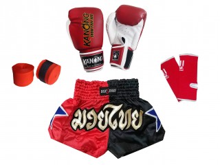 Set complet de Muay Thai pour les enfants : Rouge