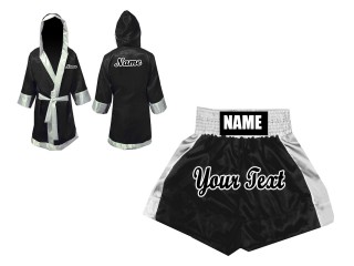 KANONG Peignoir de Boxe + Short Boxe Personnalisée : Noir/Blanc