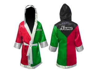 KANONG Peignoir de Boxe : Noir/Vert/Rouge