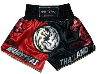 Short de Muay Thaï Boxsense : BXS-003-Rouge-Noir