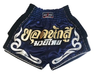 Boxsense Rétro Short Muay Thai : BXSRTO-027-Bleu marin